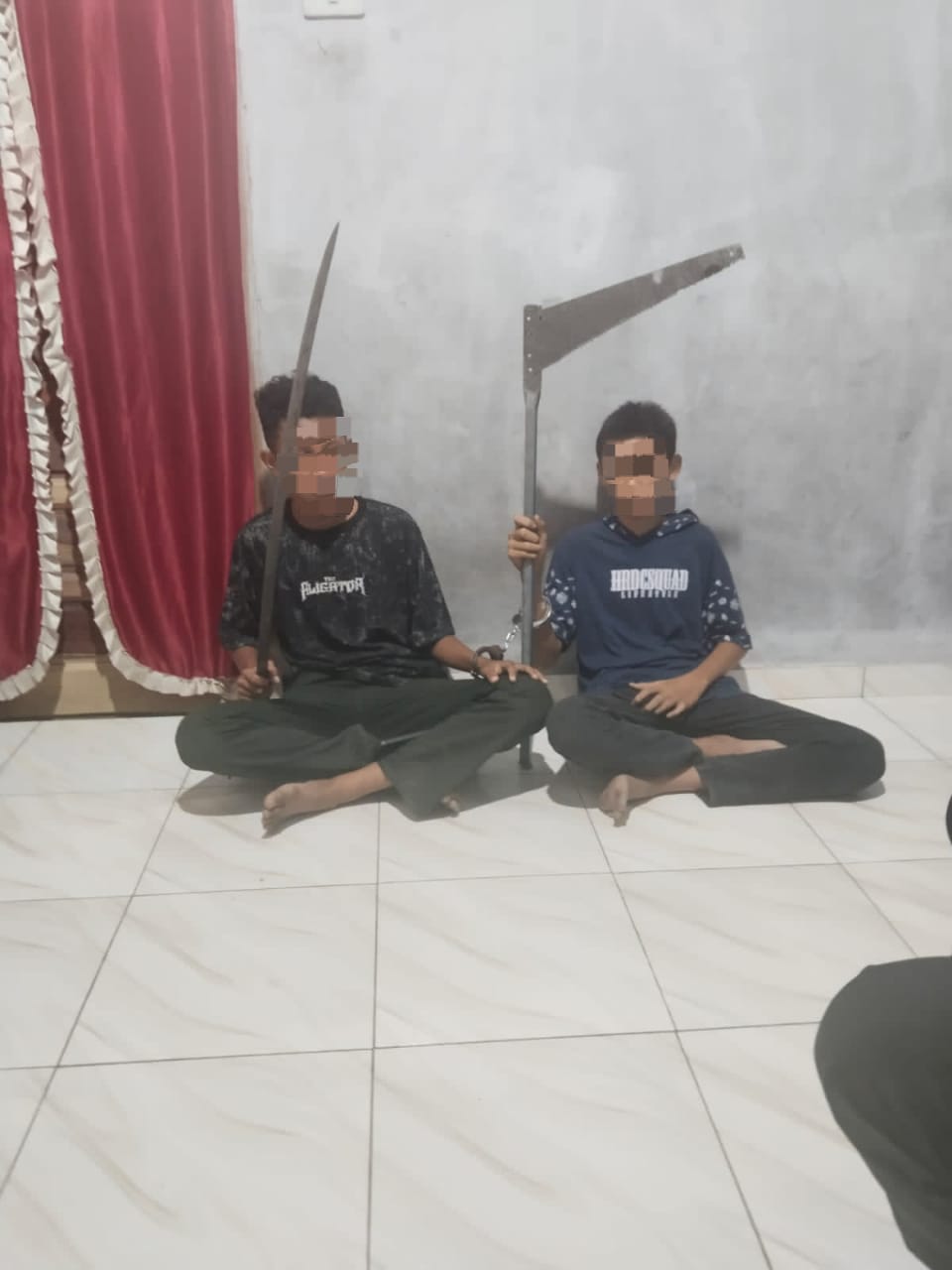 Polsek Kota Kisaran Amankan Dua Anggota Geng Motor di Desa Meranti, Bawa Sajam Saat Hendak Tawuran